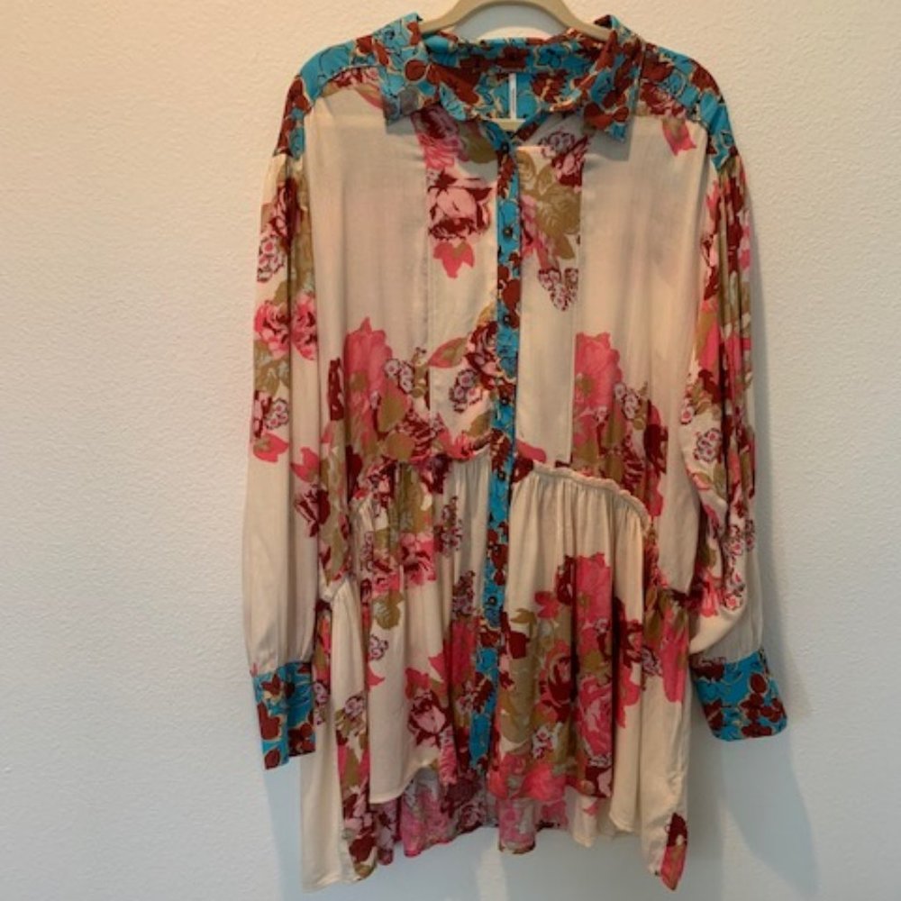 Free People Brunch a Bunch Floral Tunic Blouse